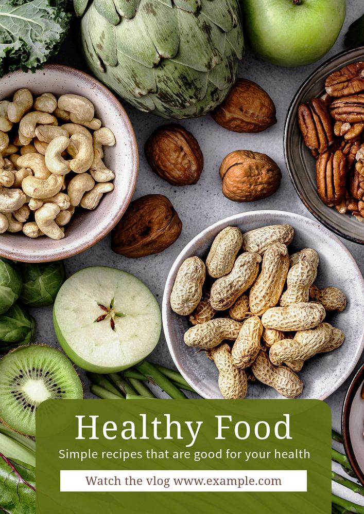 Healthy food  poster template, editable text and design