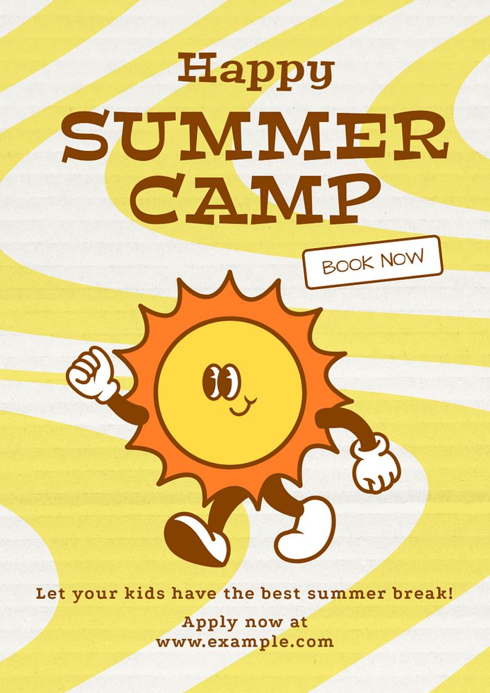 Summer camp poster template, editable text and design