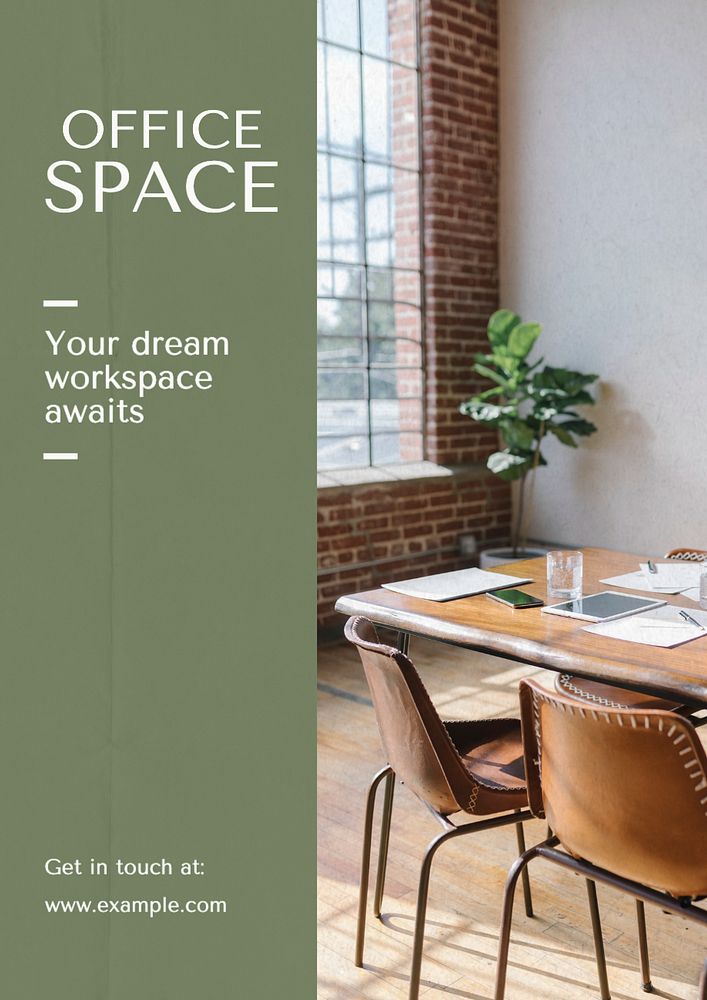 Office space  poster template, editable text and design