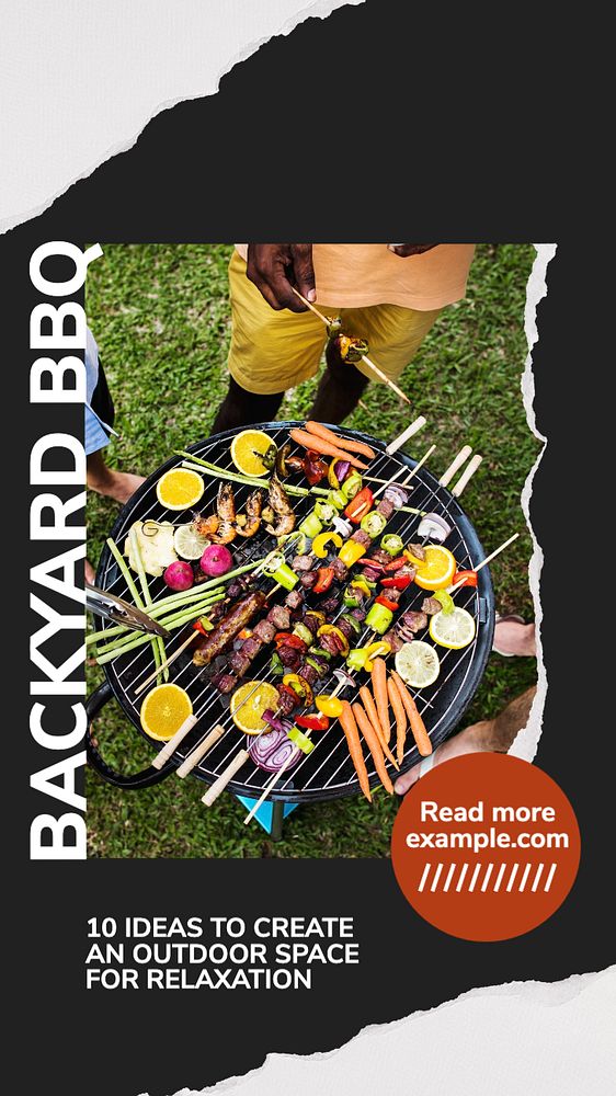 Backyard BBQ  Instagram story template, editable text