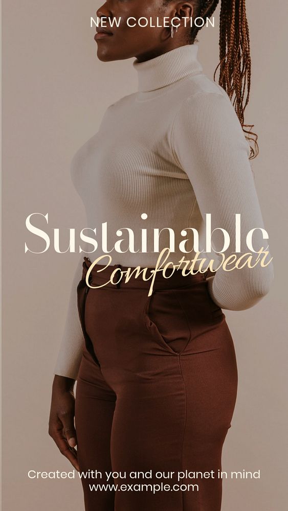 Sustainable comfort wear Instagram story template, editable text