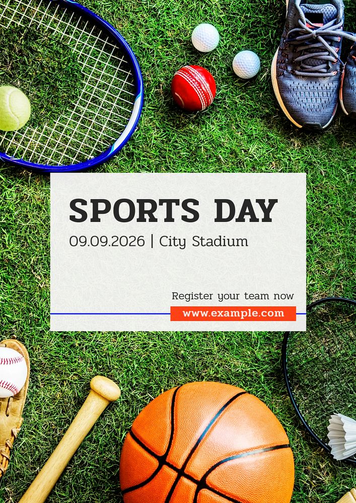 Sports day  poster template, editable text and design