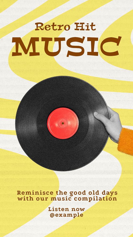 Retro music playlist Facebook story template, editable design