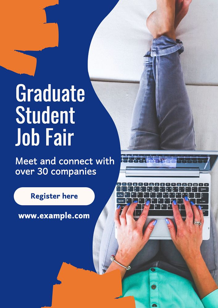 Graduate student job fair  poster template, editable text and design