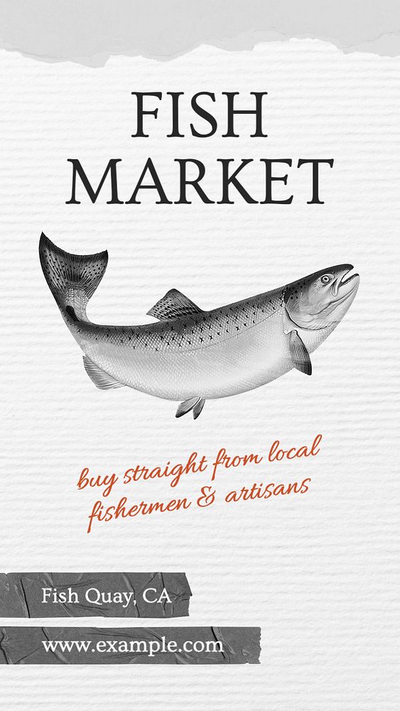 Fish market Facebook story template, editable design