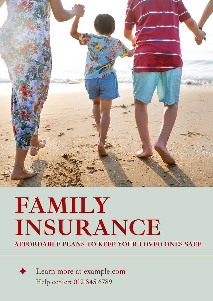 Family insurance  poster template, editable text and design