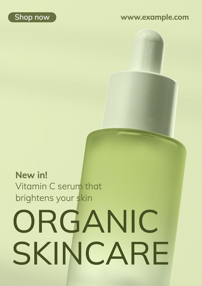 Organic skincare poster template, editable text and design