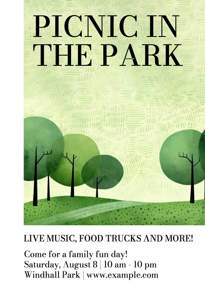 Picnic in the park  poster template, editable text and design