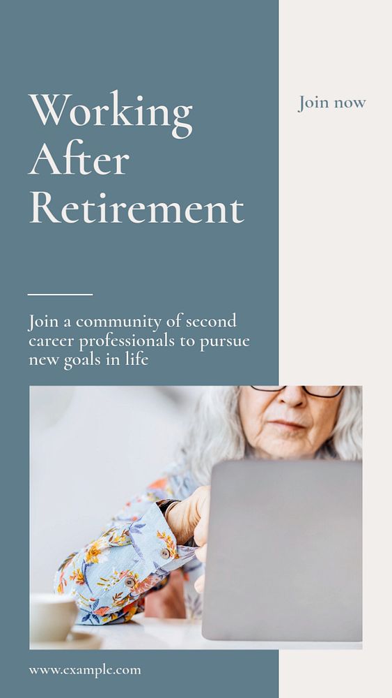 Working after retirement  Instagram story template, editable text