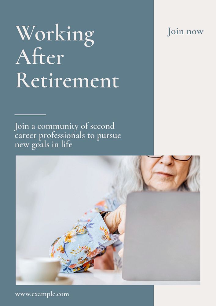 Working after retirement  poster template, editable text and design