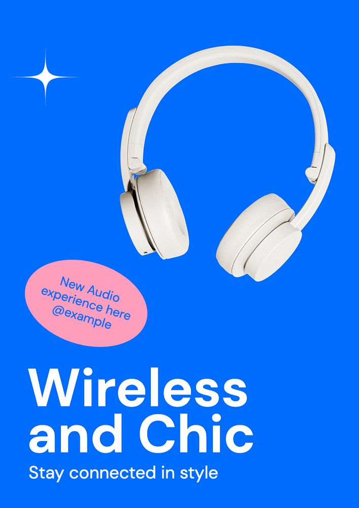 Wireless music poster template, editable text and design