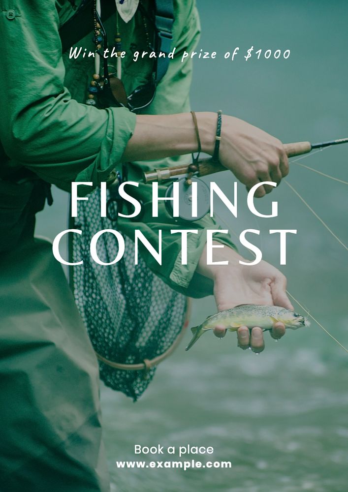 Fishing contest poster template, editable text and design