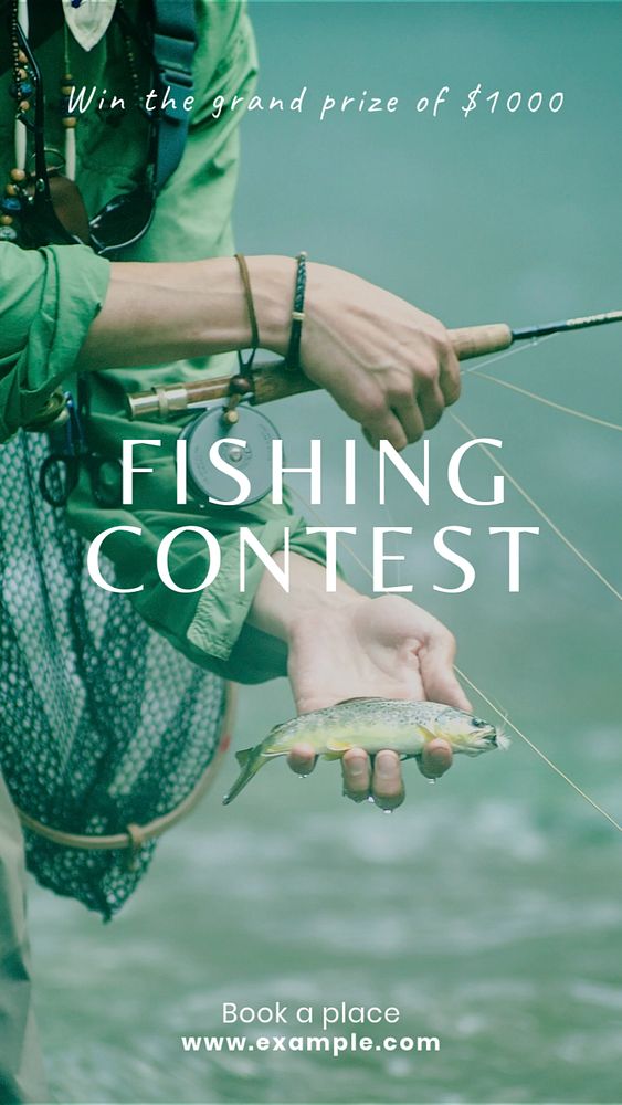 Fishing contest Instagram story template, editable text