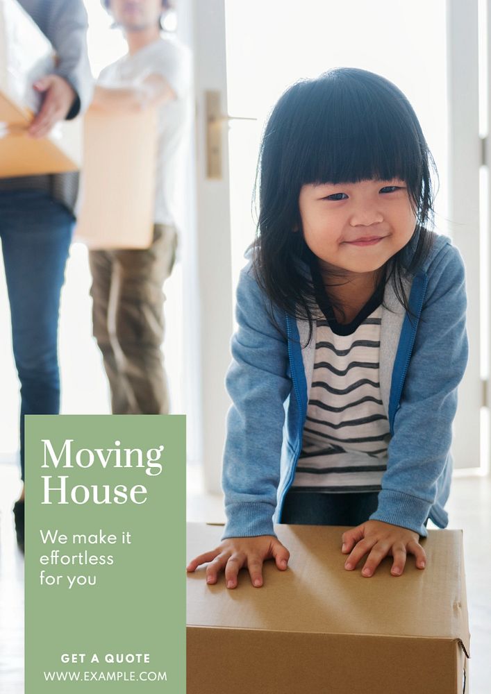 Moving house  poster template, editable text and design