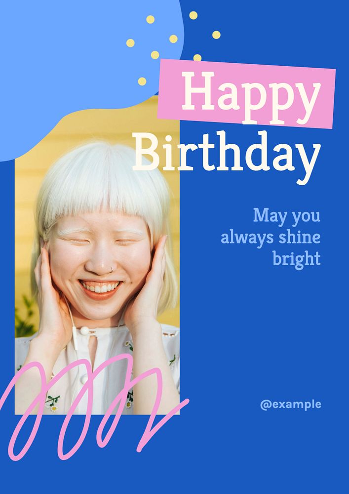 Happy birthday  poster template, editable text and design