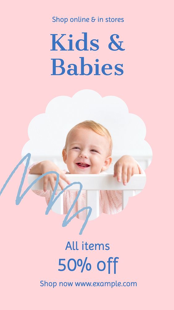 Sale, kid & baby  Instagram story template, editable text