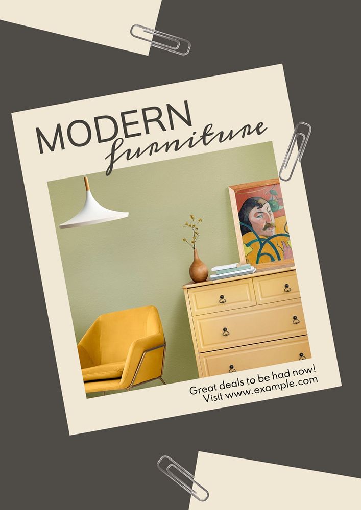 Modern furniture  poster template, editable text and design