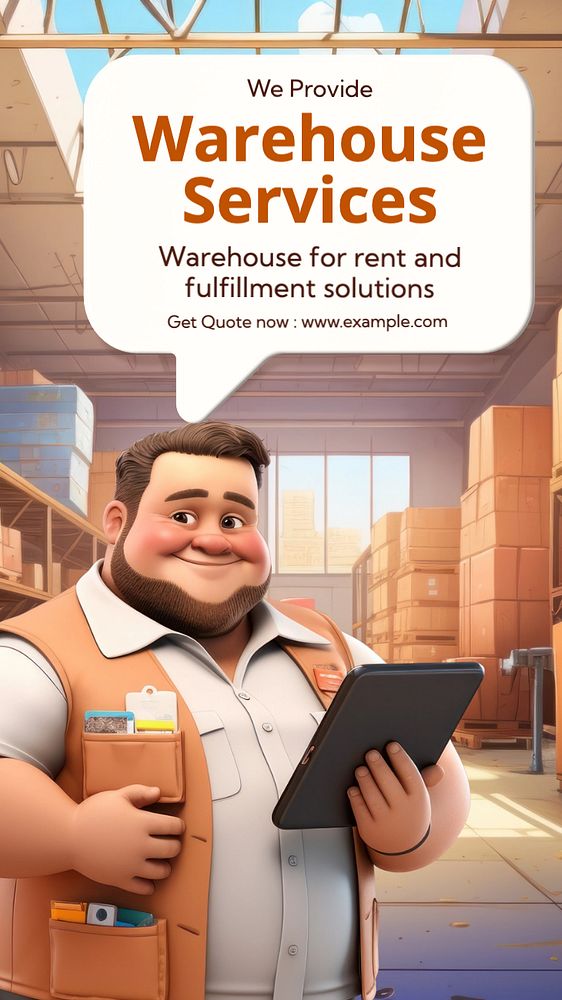 Warehouse services  Instagram story template, editable text