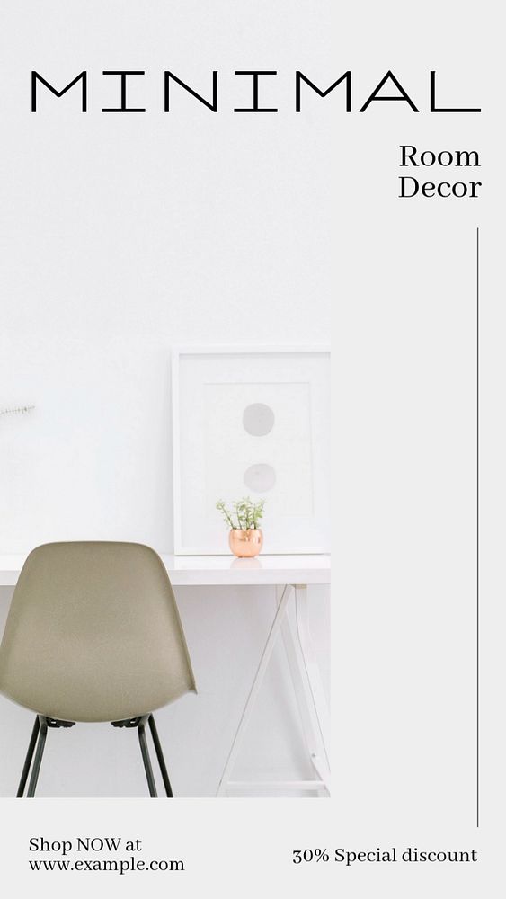 Minimal room decor  Instagram story template, editable text