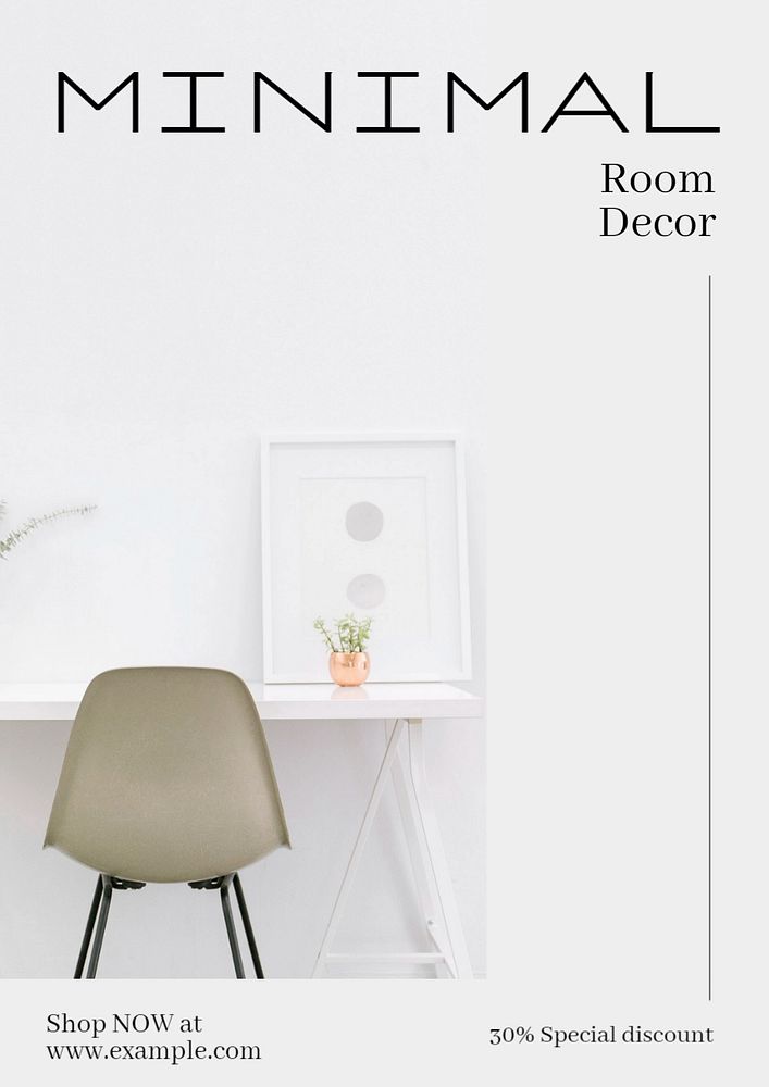 Minimal room decor  poster template, editable text and design