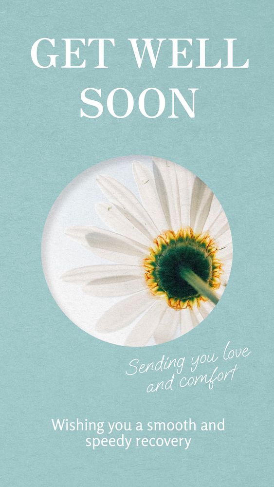 Get well soon  Instagram story template, editable text