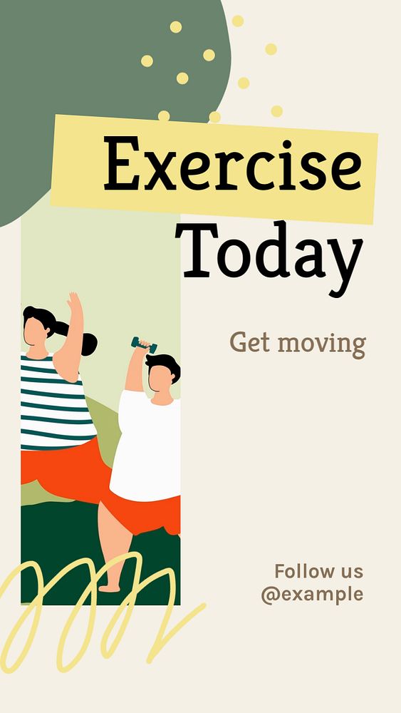 Exercise today  Instagram story template, editable text