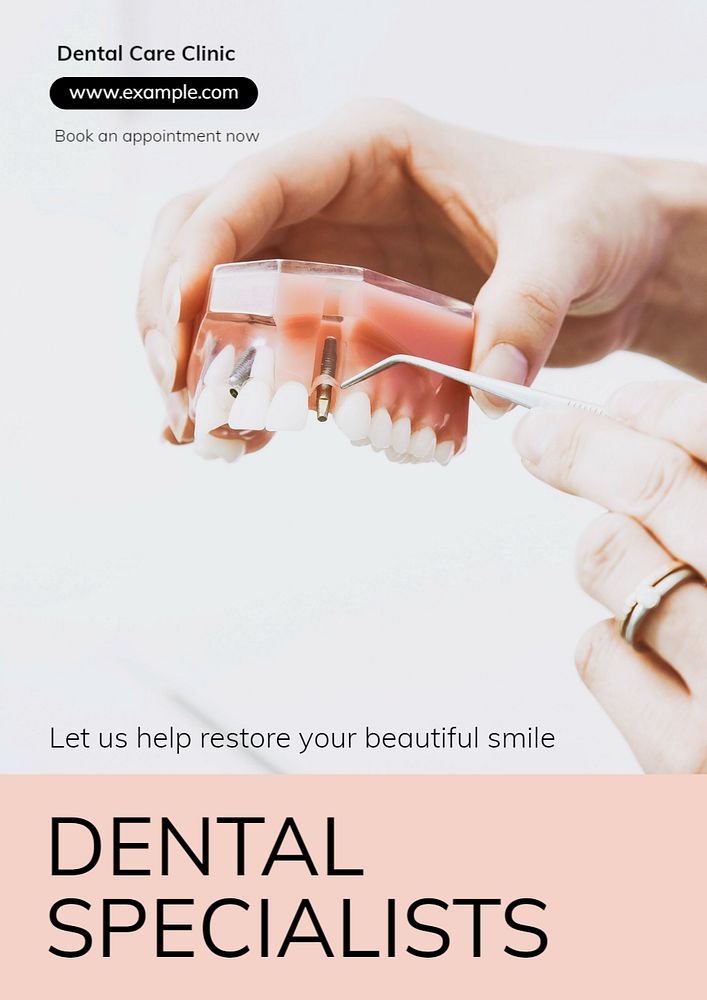 Dental specialists  poster template, editable text and design