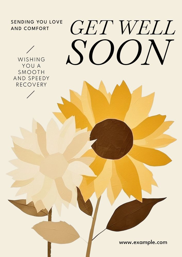 Get well soon poster template, editable text and design