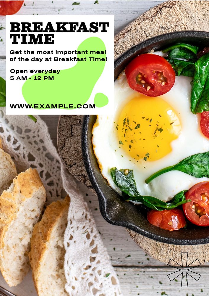 Breakfast time  poster template, editable text and design