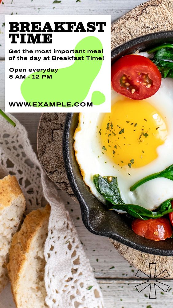 Breakfast time  Instagram story template, editable text