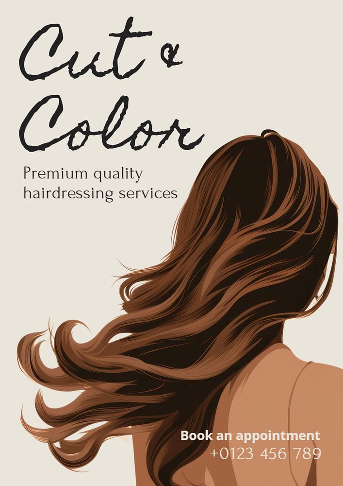 Cut & color poster template, editable text and design