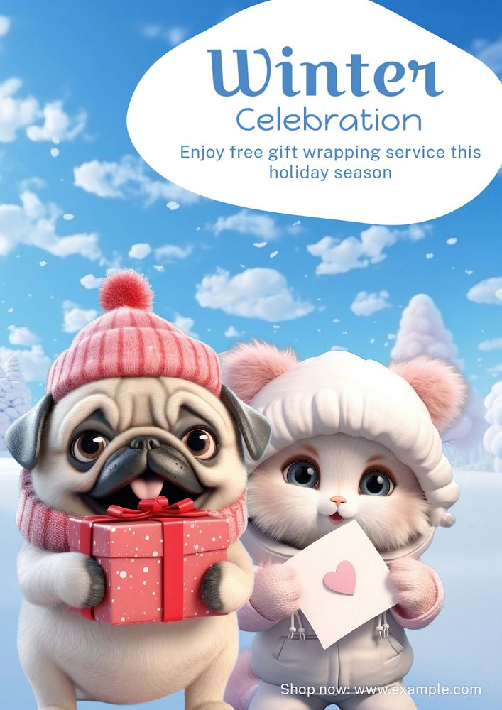 Winter celebration  poster template, editable text and design