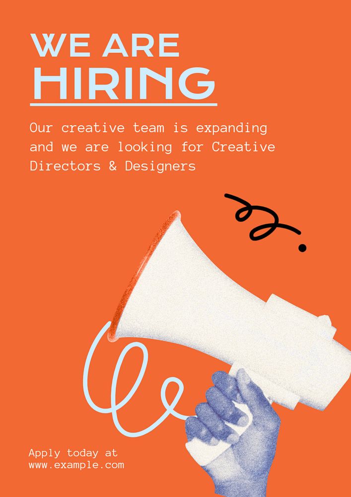 We are hiring poster template, editable text and design