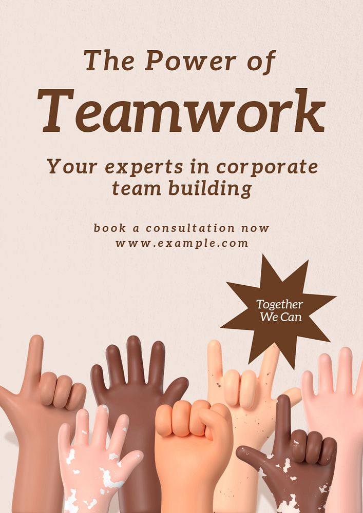 Power of teamwork poster template, editable text and design