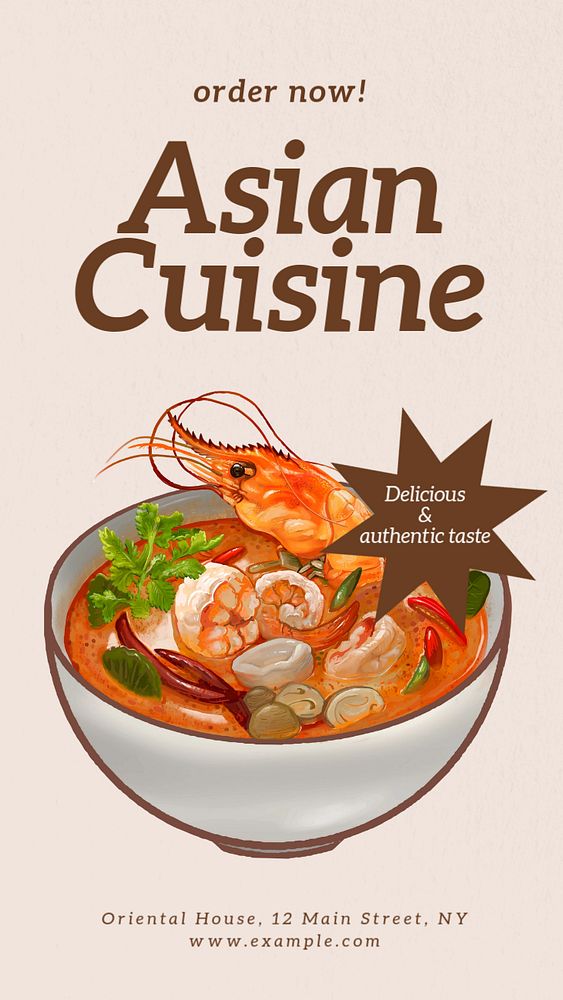 Asian cuisine Facebook story template, editable design