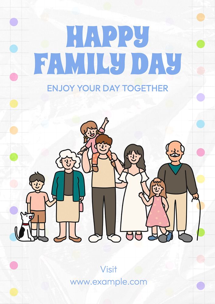 Happy family day poster template, editable text and design