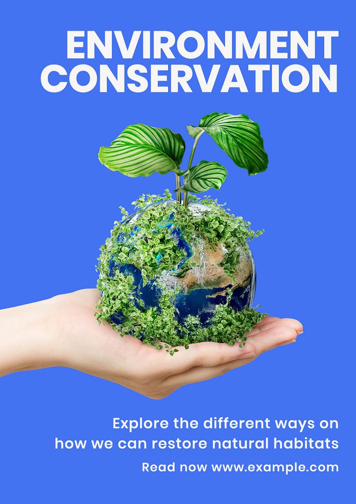 Environment conservation poster template, editable text and design