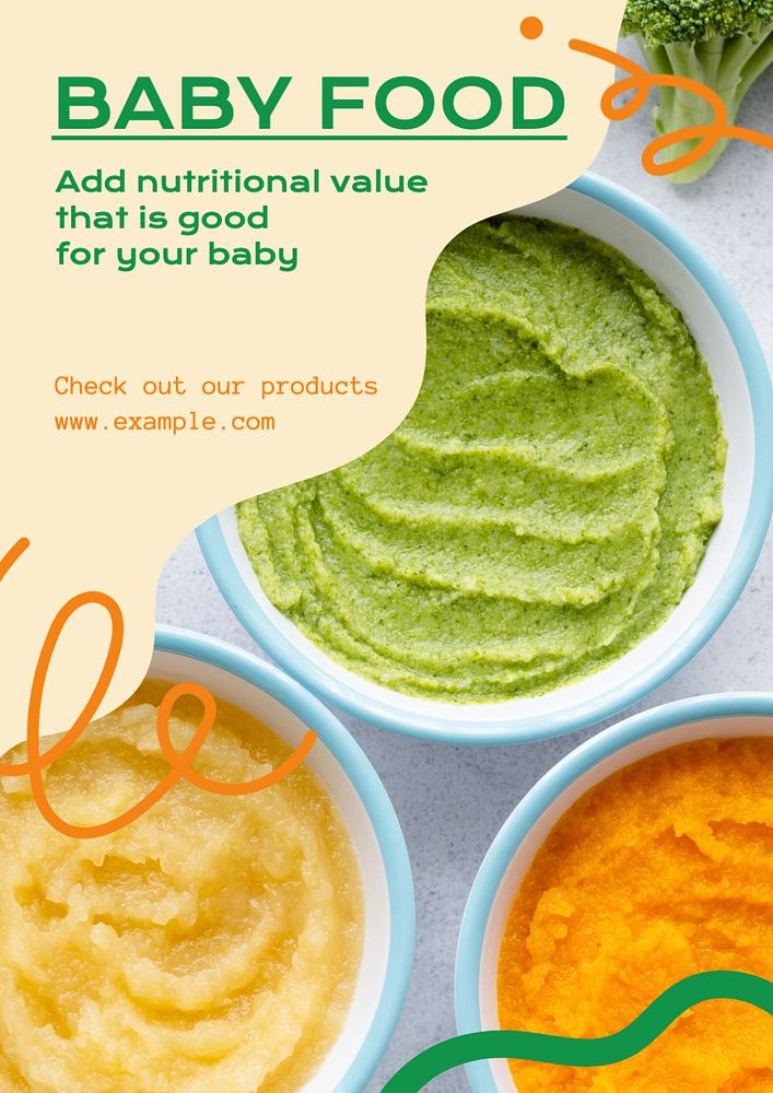 Baby food poster template, editable text and design