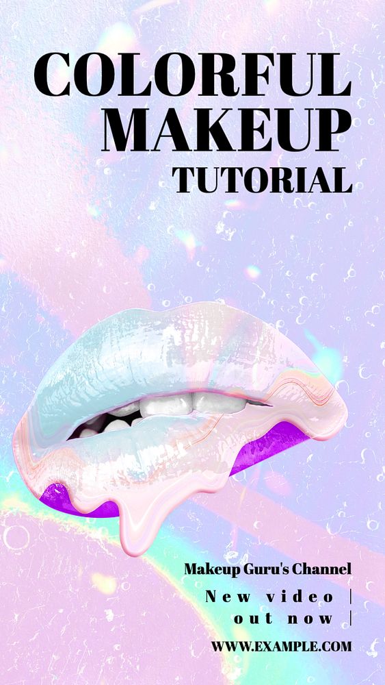 Colorful makeup tutorial Facebook story template, editable design