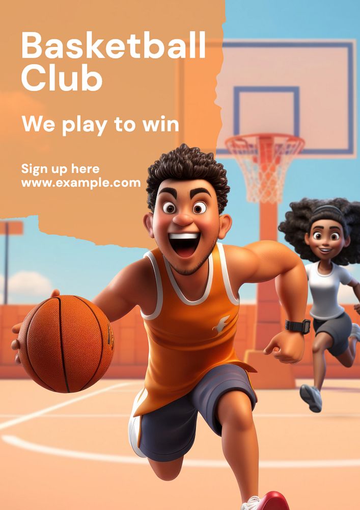 Basketball club  poster template, editable text and design