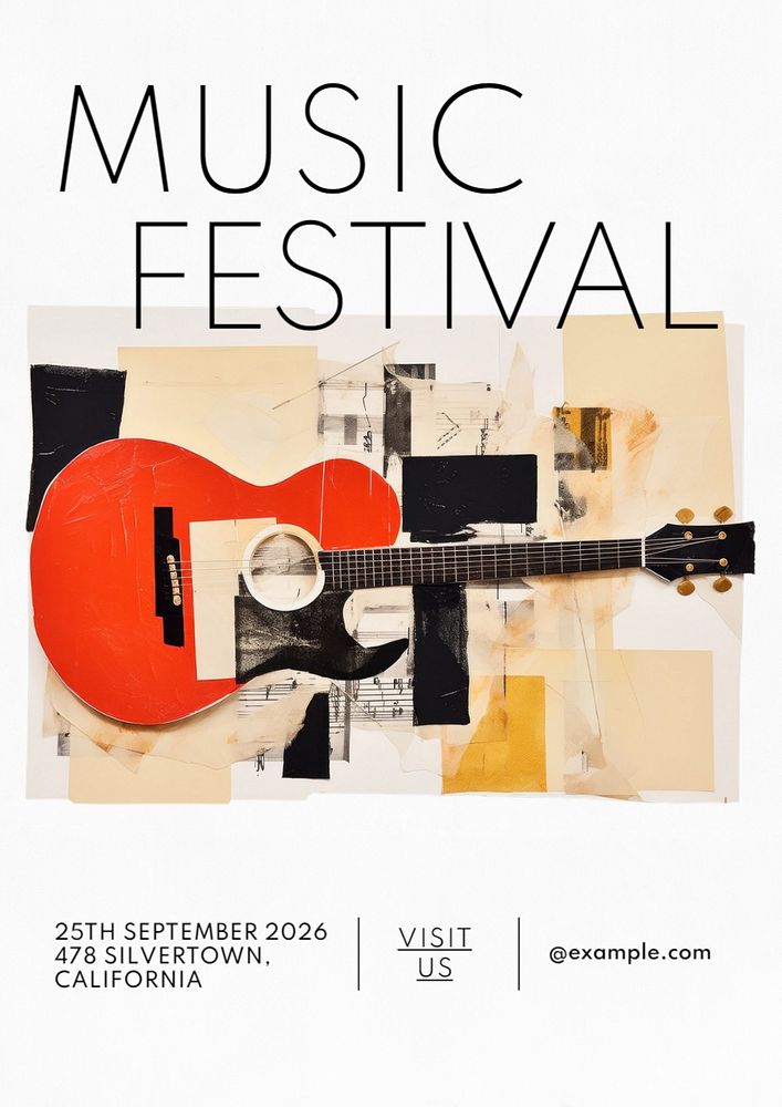 Music festival poster template, editable text and design