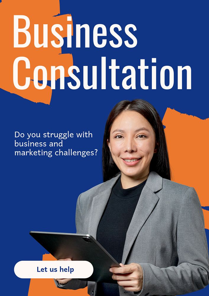 Business consultation poster template, editable text and design