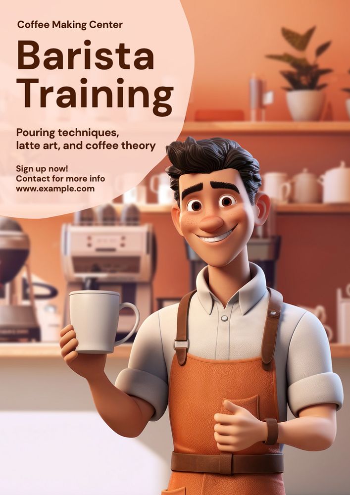 Barista training  poster template, editable text and design