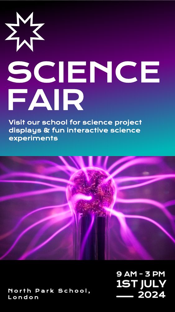 School science fair Instagram story template, editable text