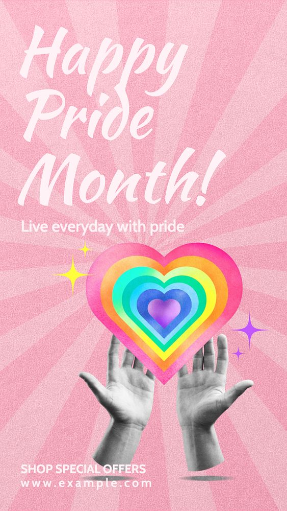 Happy Pride Month Facebook story template, editable design