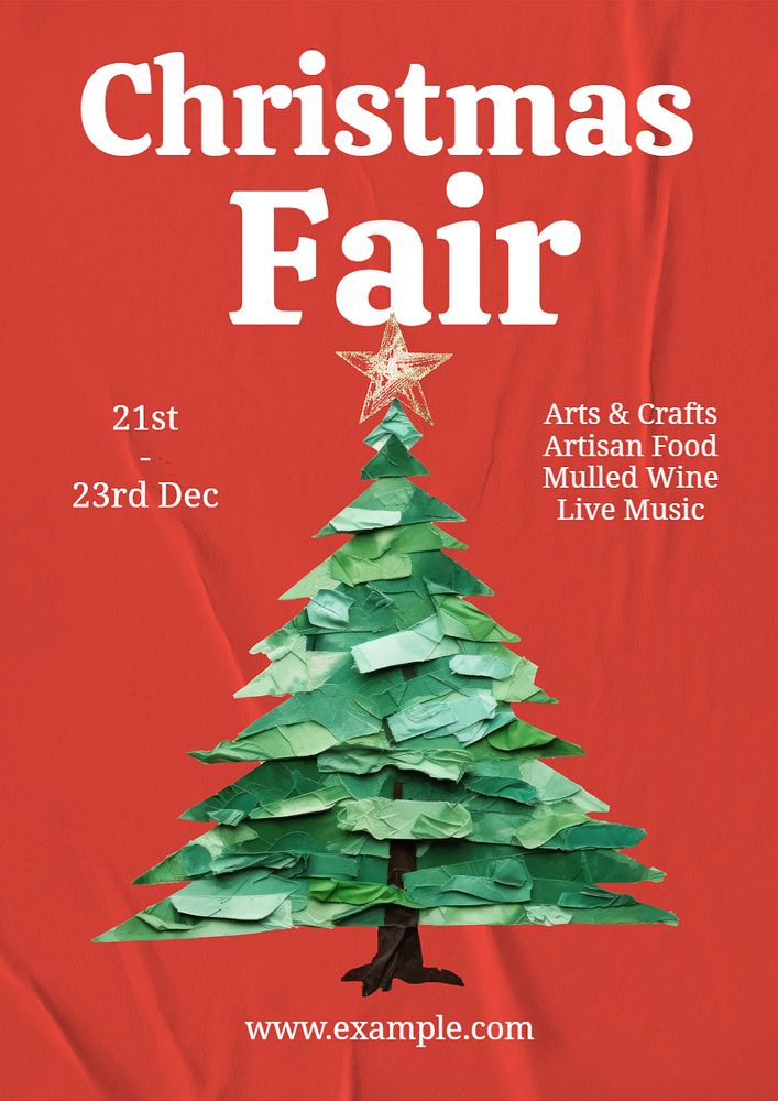 Christmas fair poster template, editable text and design