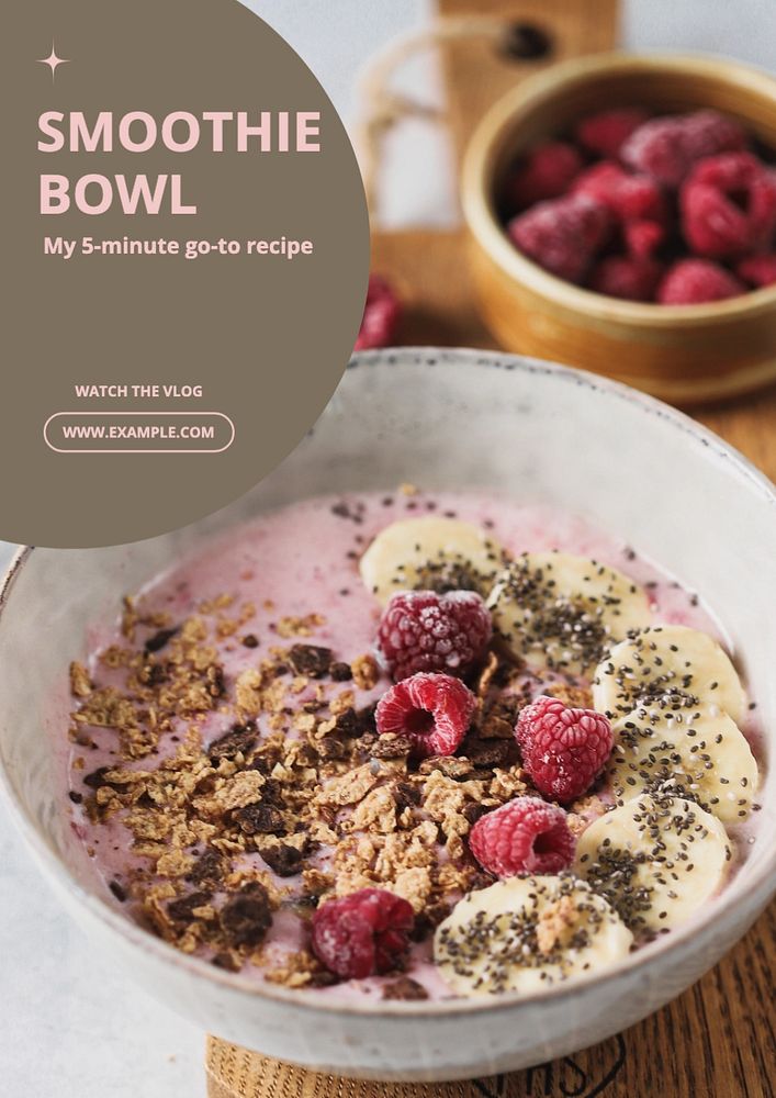 Smoothie Bowl  poster template, editable text and design