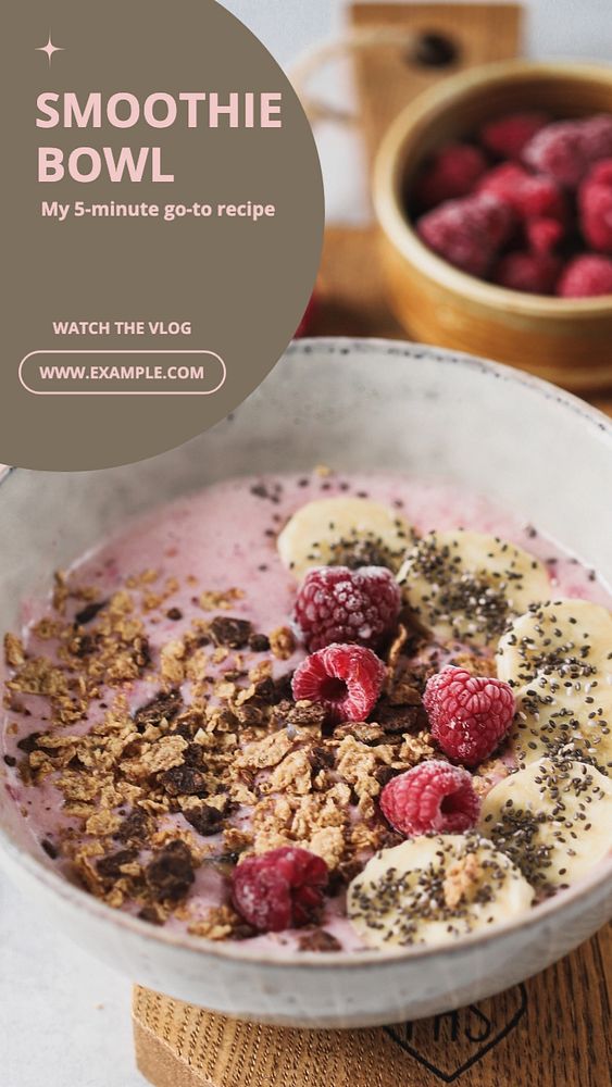 Smoothie Bowl  Instagram story template, editable text