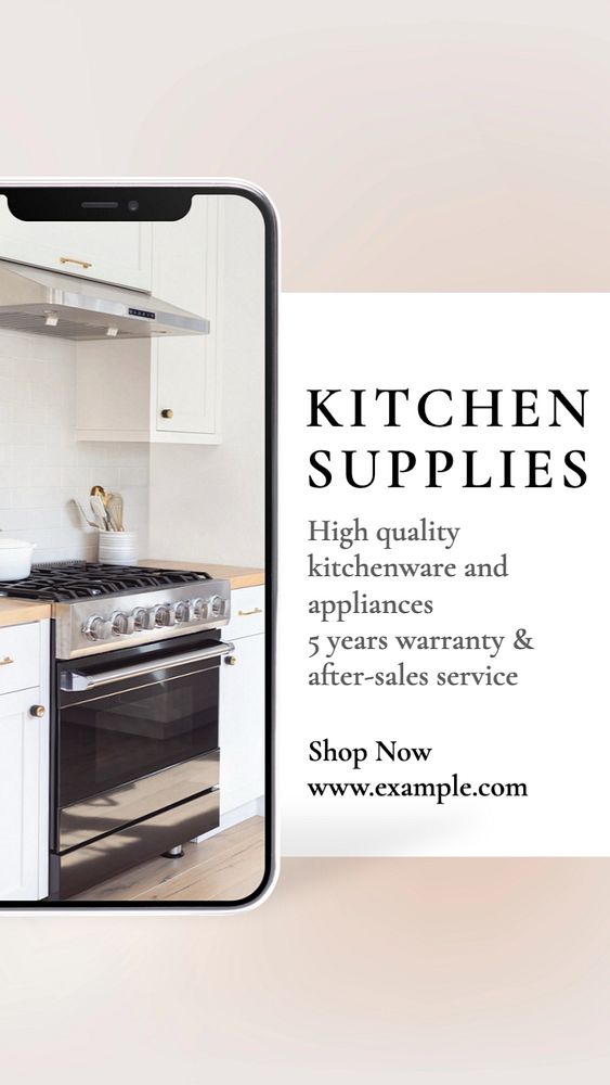 Kitchen supplies  Instagram story template, editable text