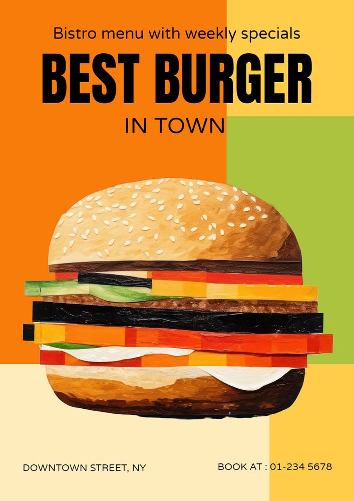 Burger shop poster template, editable text and design